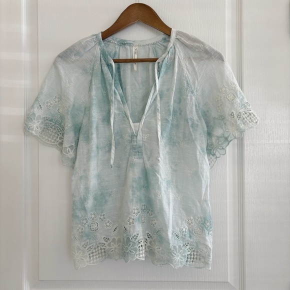 Anthropologie Tie Dye Eyelet Top Blue - Picture 11 of 11